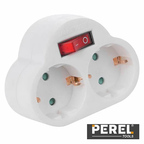 TOMADA ELÉTRICA COM 2 SAÍDAS INTERRUPTOR BRANCO PEREL