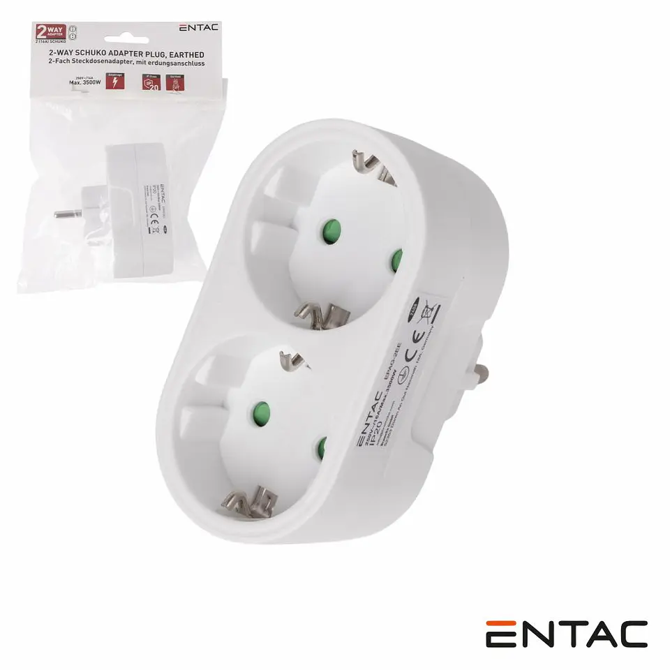 Tomada Elétrica COM 2 Saídas Branco ENTAC 1