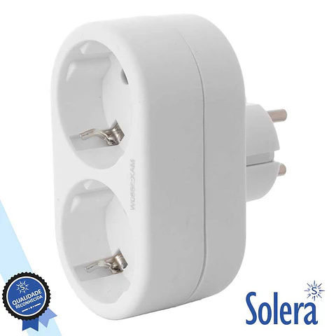 TOMADA ELÉTRICA COM 2 SAÍDAS BRANCO SOLERA