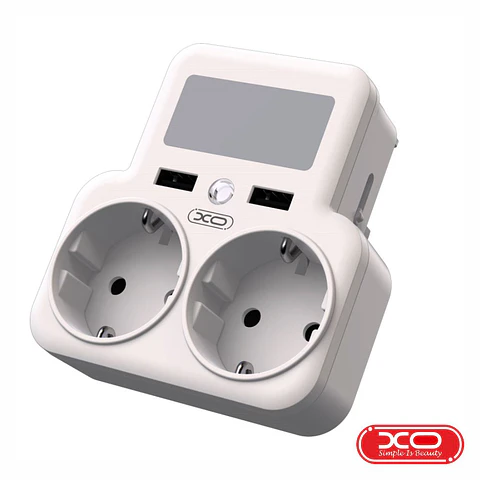 Ficha Elétrica Adaptadora 2x Schuko 2x USB-A COM Interruptor
