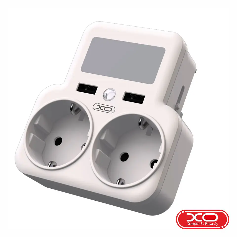 Ficha Elétrica Adaptadora 2x Schuko 2x USB-A COM Interruptor 1