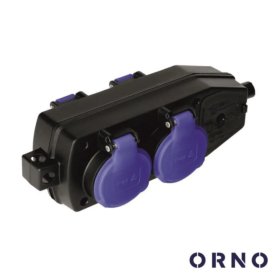 Ficha Elétrica Adaptadora 3x Schuko IP44 ORNO 1
