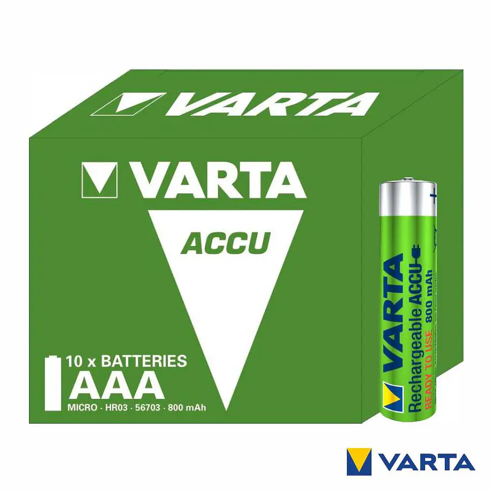 Pilha Recarregável AAA 1.2V 800mA 10x Ready2Use VARTA 1