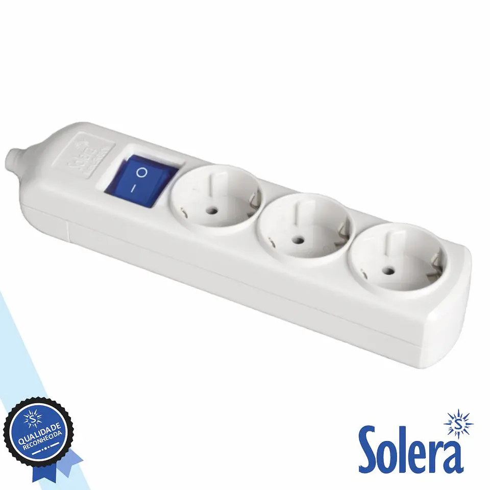 TOMADA ELÉTRICA COM 3 SAÍDAS SCHUKO INTERRUPTOR SOLERA 1