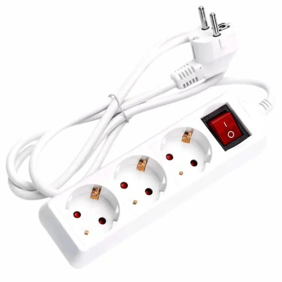 TOMADA ELÉTRICA COM 3 SAÍDAS INTERRUPTOR 1.5M BRANCO 1