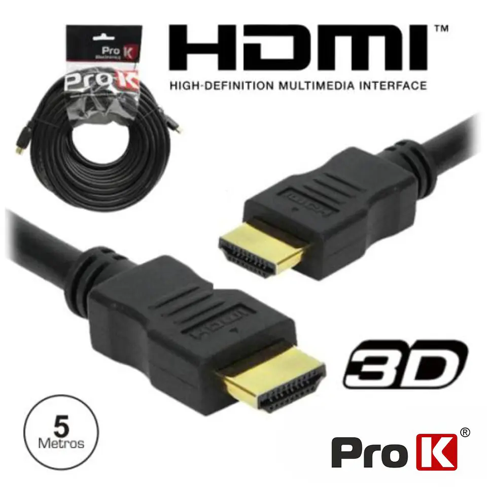 CABO HDMI DOURADO MACHO / MACHO 1.4 PRETO 5M PROK 1