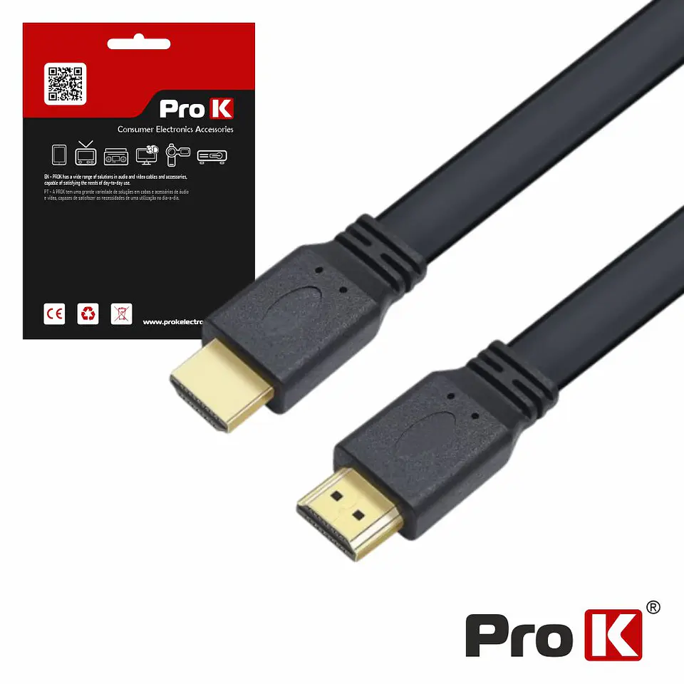 CABO HDMI DOURADO MACHO / MACHO 1.4 PRETO 5M FLAT PROK 1