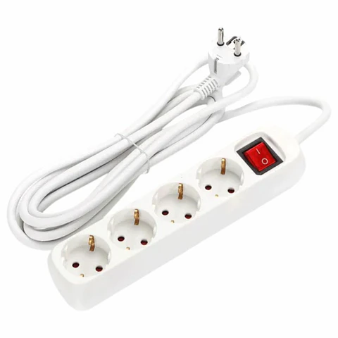 TOMADA ELÉTRICA COM 4 SAÍDAS INTERRUPTOR 1.5M BRANCO