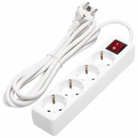 TOMADA ELÉTRICA COM 4 SAÍDAS INTERRUPTOR 3M BRANCO