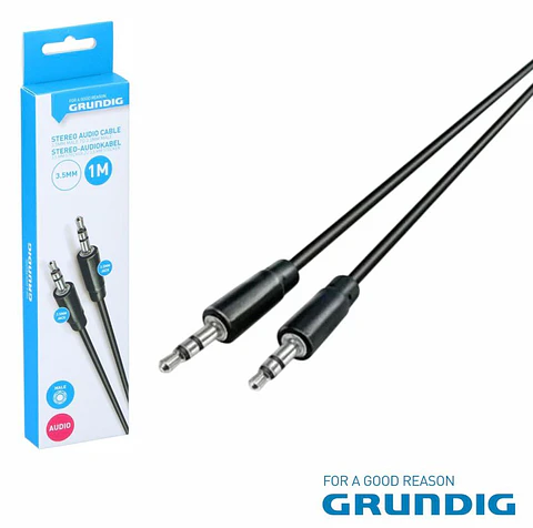 Cabo Jack 3.5mm Macho / Jack 3.5mm Macho 1m Preto GRUNDIG