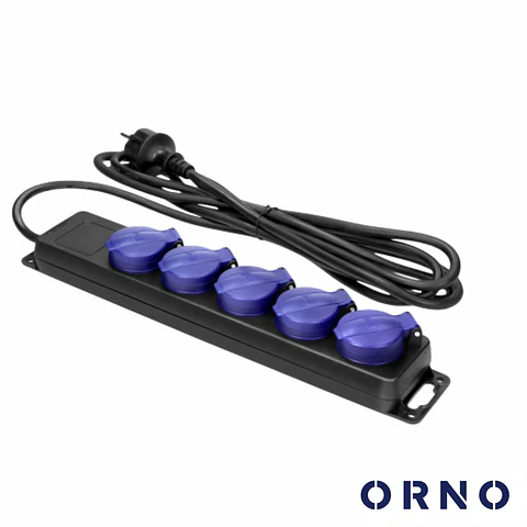 Extensão Elétrica 5x Schuko 2P+E 5m IP44 ORNO