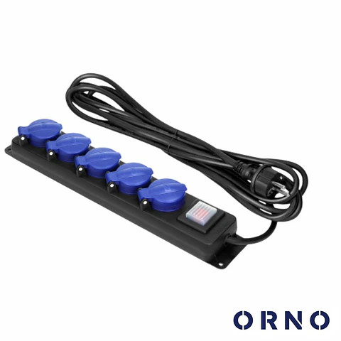 Extensão Elétrica 5x Schuko COM Interruptor 2P+E 3m IP44 ORNO