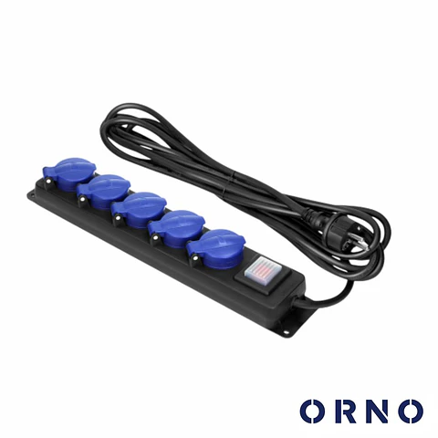 Extensão Elétrica 5x Schuko COM Interruptor 2P+E 5m IP44 ORNO