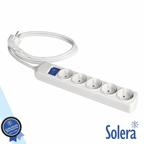 Tomada Elétrica COM 5 Saídas Interruptor 3M Branco SOLERA