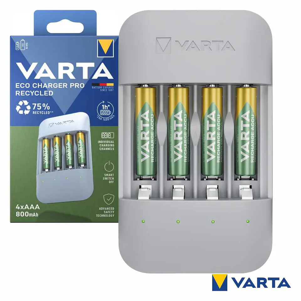 Carregador PRO pilhas AA/AAA COM 4x AAA 800mAh 56813 VARTA 1
