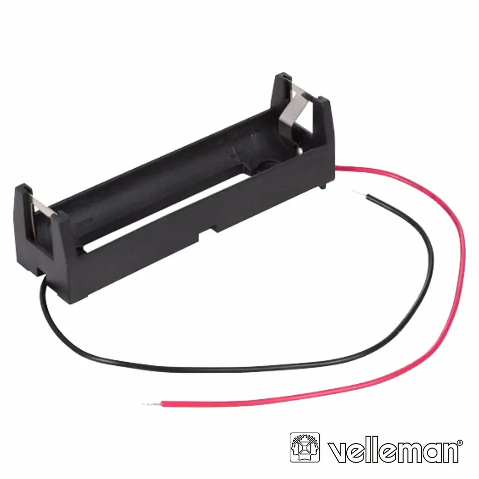 SUPORTE P/ 1 PILHA 18650 COM FIOS P/ SOLDAR VELLEMAN 1