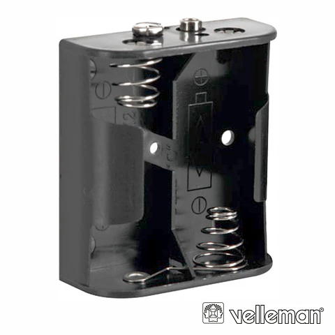 SUPORTE P/ 2 PILHAS C-CELL COM TERMINAIS SNAP VELLEMAN
