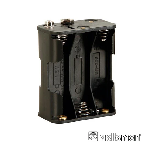 SUPORTE P/ 6 PILHAS AA COM TERMINAIS CLIP VELLEMAN