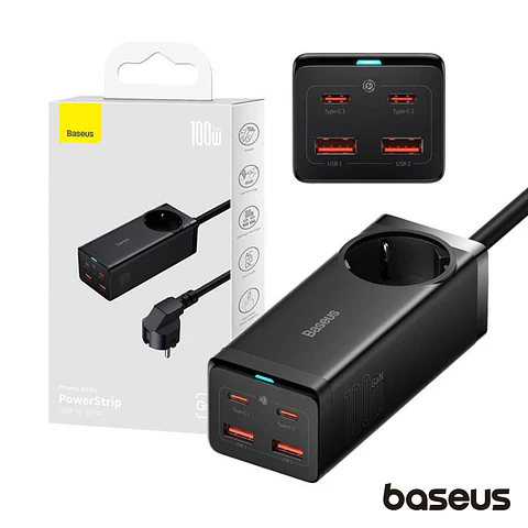 Estação de Carregamento GaN3 Schuko 2x USB-A 2x USB-C 100W