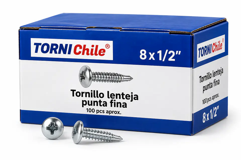 Tornillo Lenteja Punta Fina 8x1/2 1