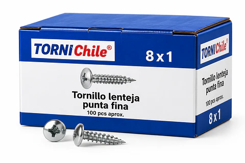 Tornillo Lenteja Punta Fina 8x1