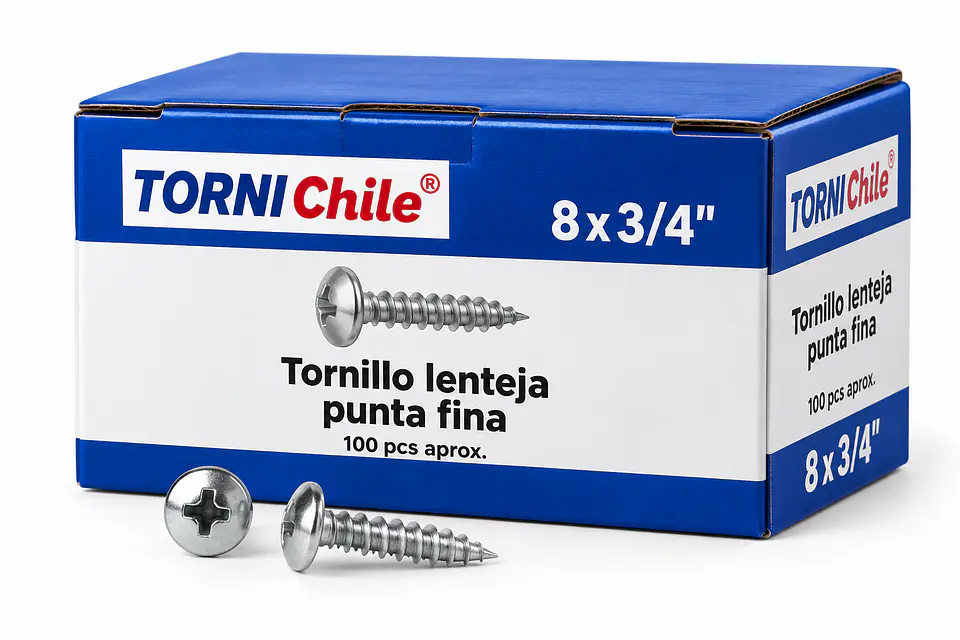 Tornillo Lenteja Punta Fina 8x3/4 1