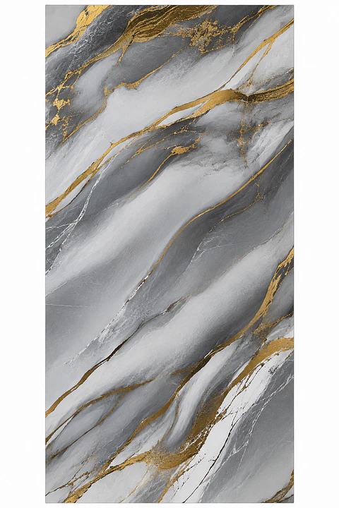 Plancha Marmoleada 122x244cm 2.5mm Marmol Gris Dorado