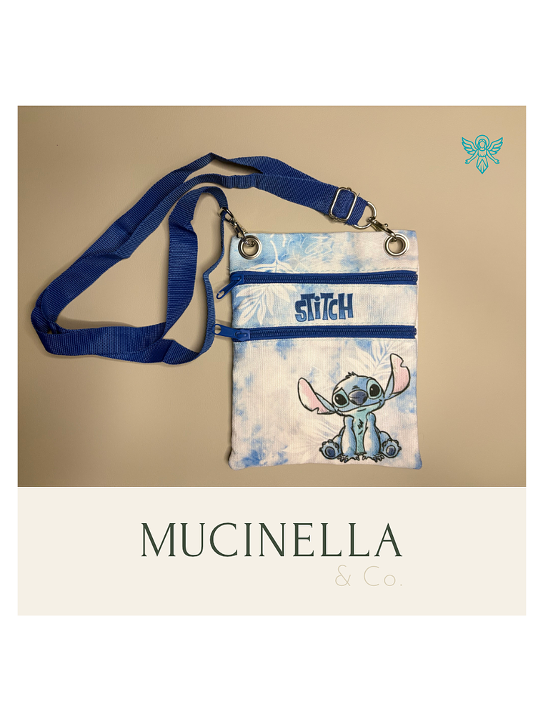 BOLSO DISNEY STITCH Disney Stitch Bolso de Pasaporte Azul con Zíper Bandolera 1