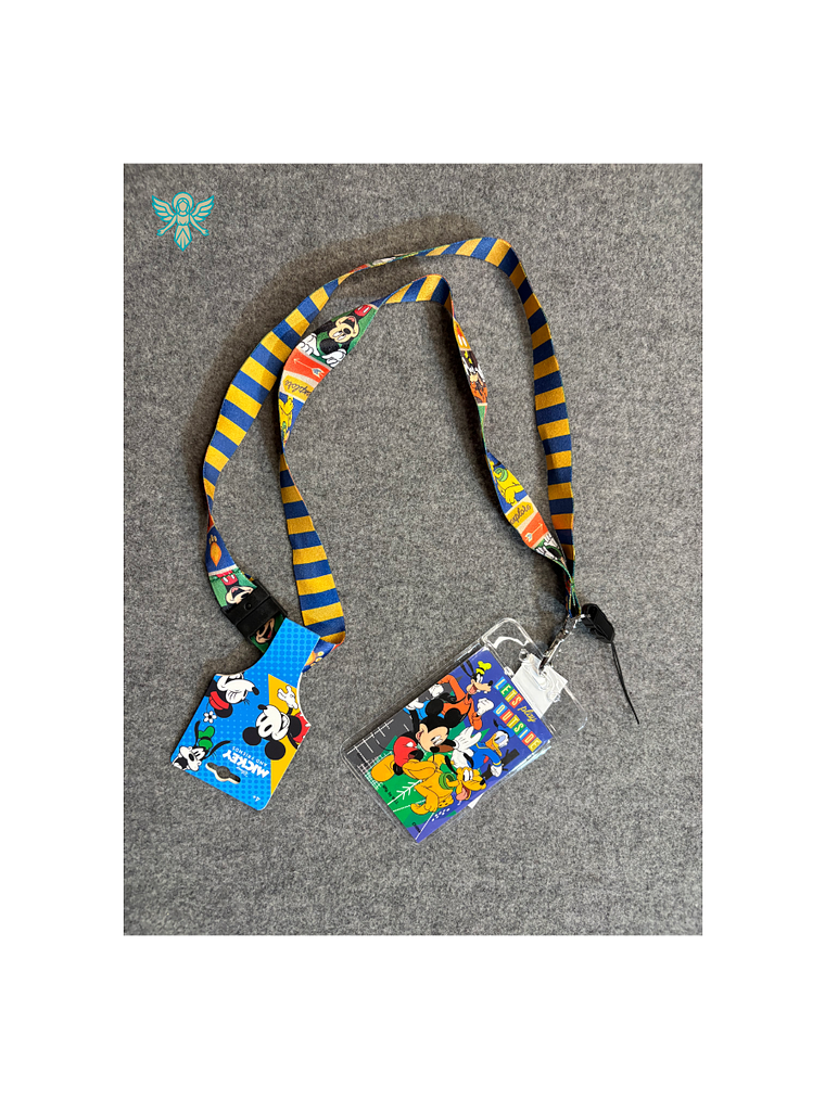 PORTA CREDENCIAL Mickey & The Gang Cordón a Rayas 1