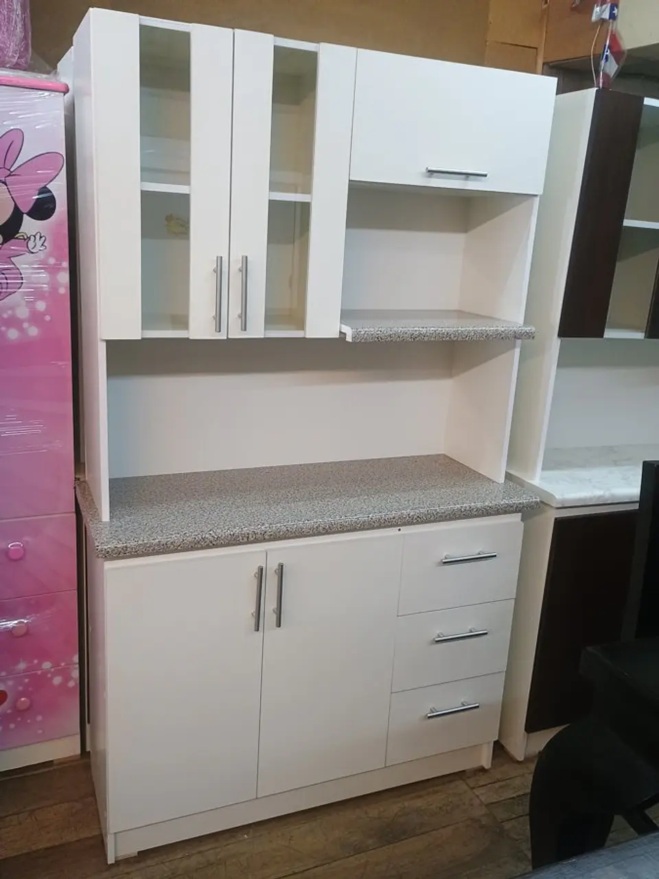 Kit de cocina 1,10 m blanco, cubierta azul 1