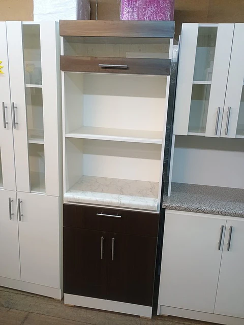Mueble para horno y microondas café