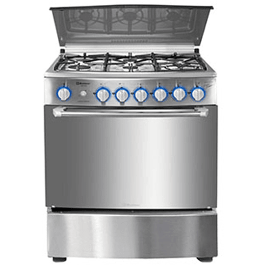Una estufa eléctrica con el quemador brillando en estilo azul