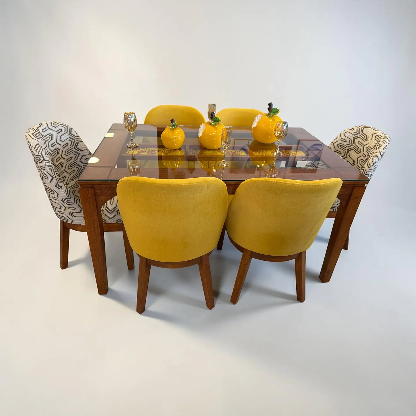 Juego de comedor 6 sillas Vintage + Base lápiz marco de madera  2
