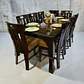 Juego de comedor 8 sillas Barcelona + Base pata de león+ Vidrio corte 7 - Miniatura 1