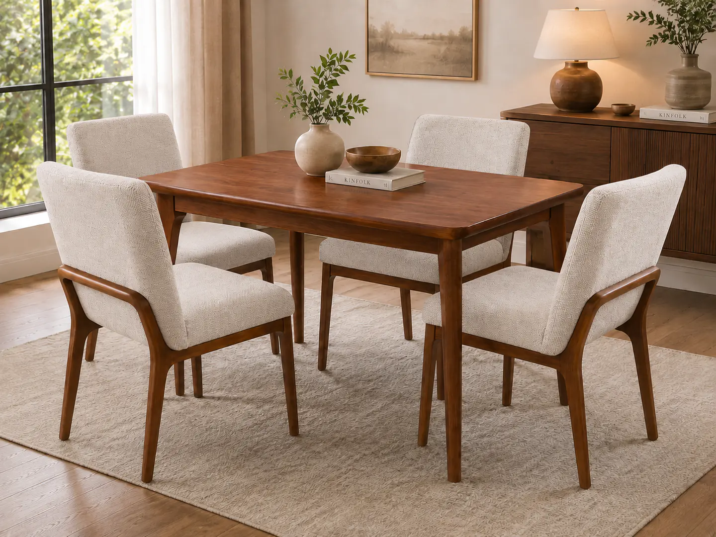 Juego de comedor 4 sillas Nairobi + Mesa lápiz tablero de madera 1