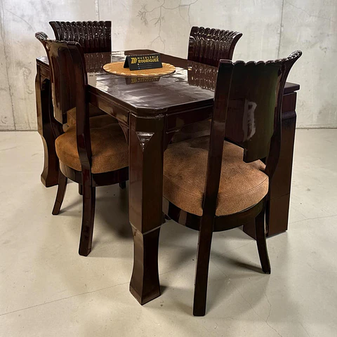 Juego de comedor 4 sillas Toscana+ Base pata de León 