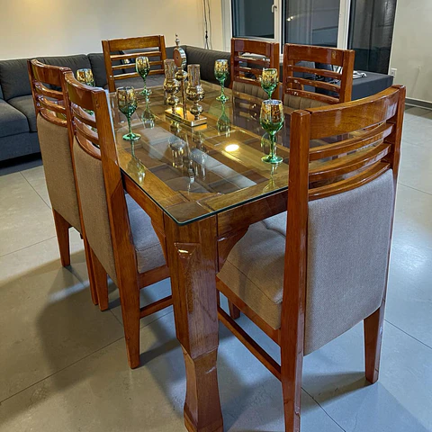 Juego de comedor 6 sillas Victoria + Mesa pata león + corte 7