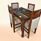 Juego de comedor 4 sillas Victoria + Mesa pata tallada + corte 7 - Miniatura 1