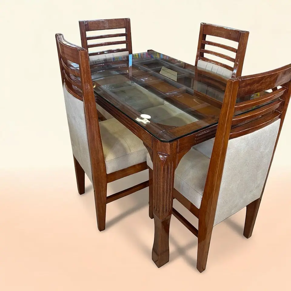 Juego de comedor 4 sillas Victoria + Mesa pata tallada + corte 7 1