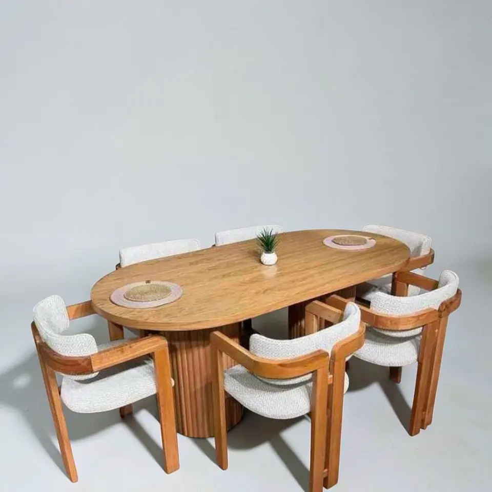 Juego de comedor 6 sillas Daniela+ base tallada+ Tablero de madera 2