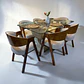 Juego de comedor 6 sillas Kiara + Base mármol + Vidrio - Miniatura 1