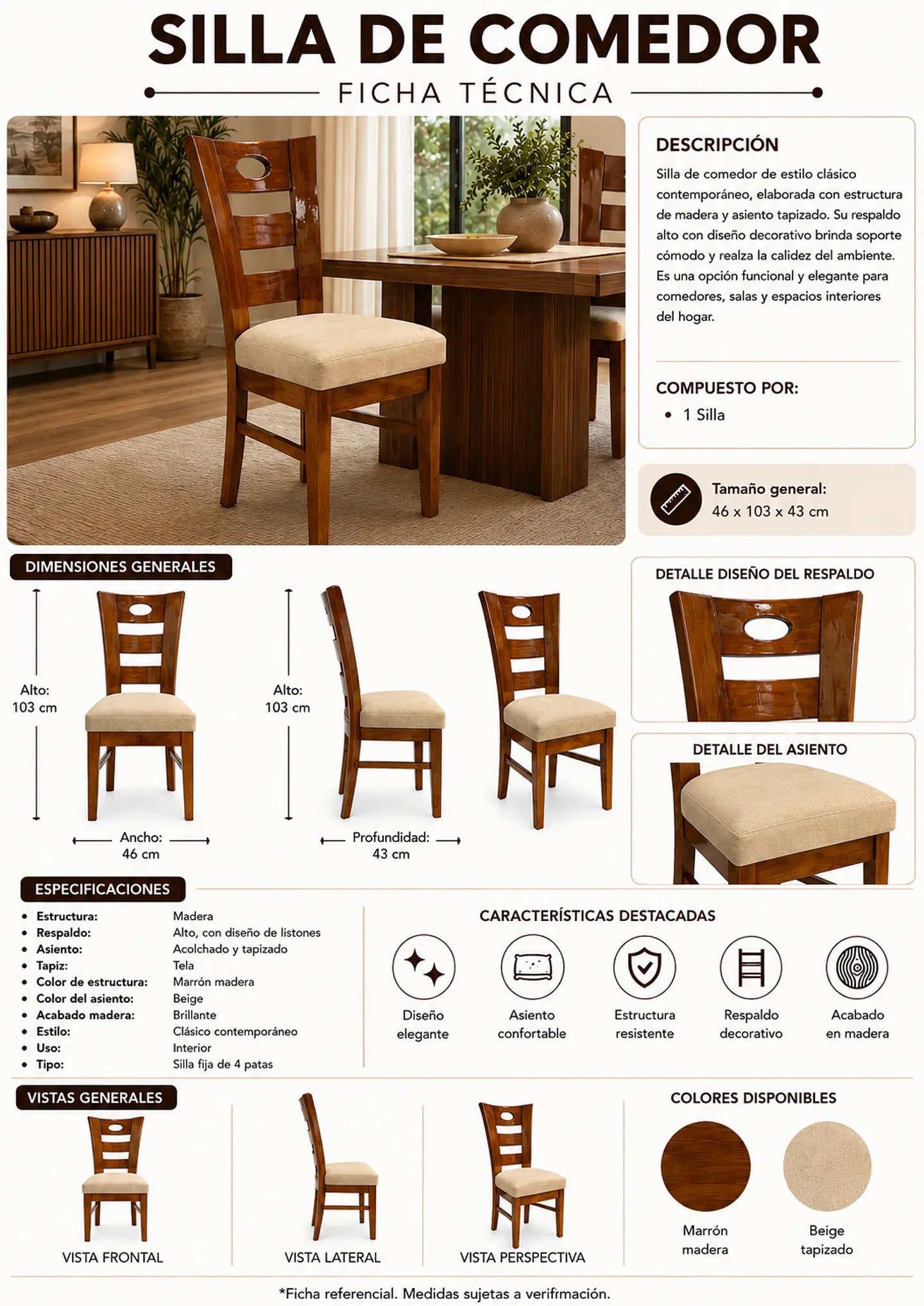 Juego de comedor 6 sillas Barcelona + Mesa + Vidrio 2