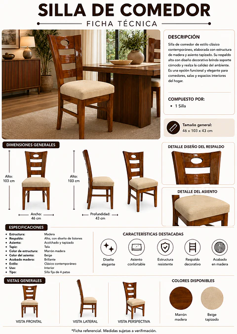 Juego de comedor 4 sillas Barcelona + Mesa + Vidrio