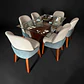 Juego de comedor 6 sillas Génesis + Base espiral + Vidrio biselado - Miniatura 1