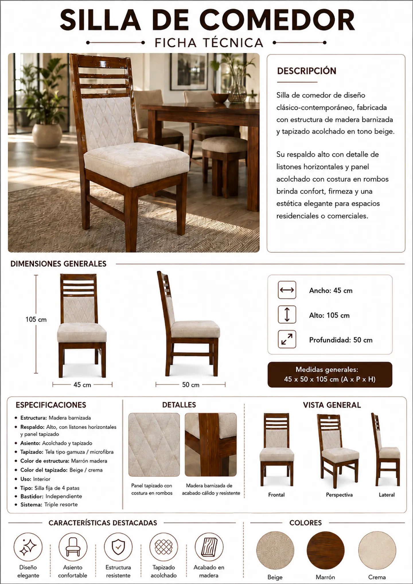 Juego de comedor 6 sillas Victoria + Mesa pata León + Vidrio 2
