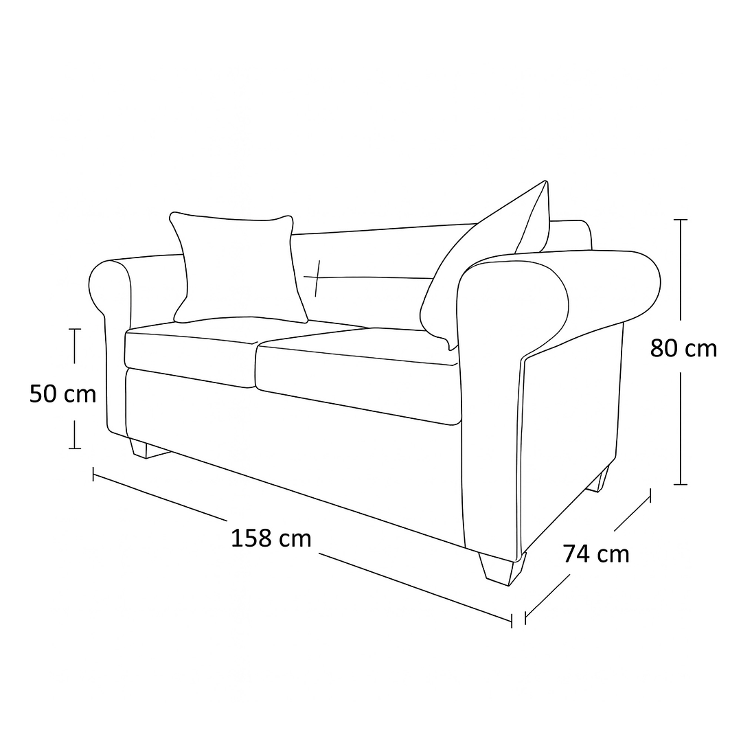 Sofá 2 Cuerpos New Barcelona Felpa Negro 4