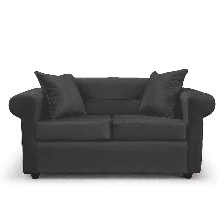 Sofá 2 Cuerpos New Barcelona Felpa Negro 2