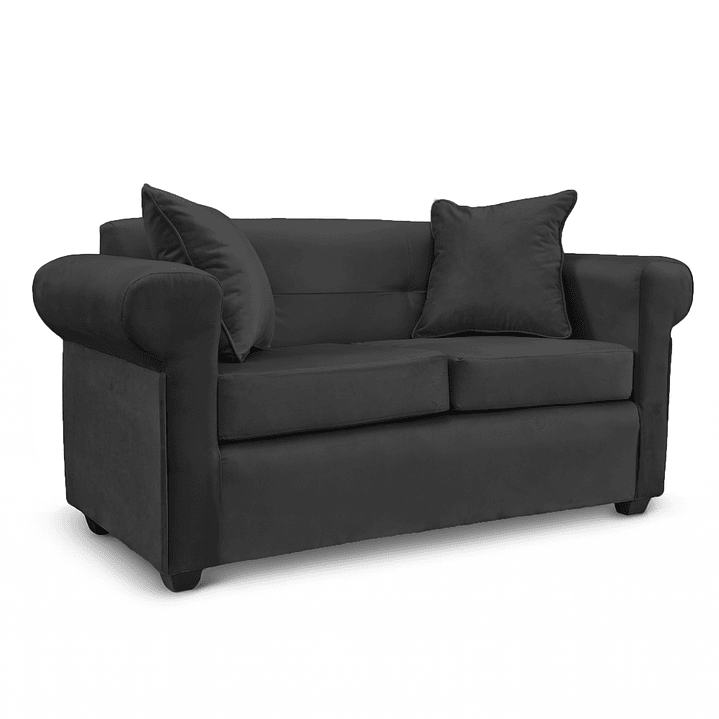 Sofá 2 Cuerpos New Barcelona Felpa Negro 3