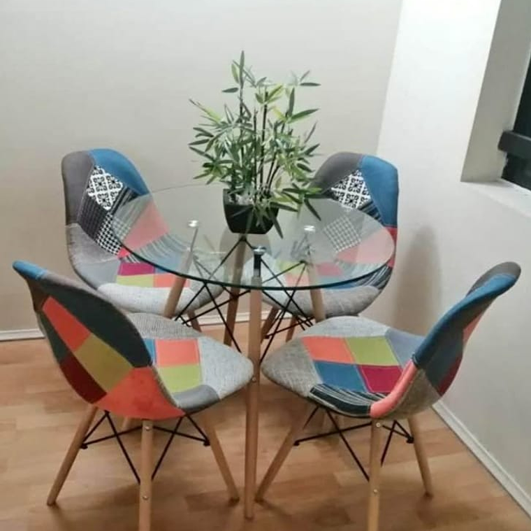 Mesa Redonda 80 cms + 4 Sillas Patchwork 3