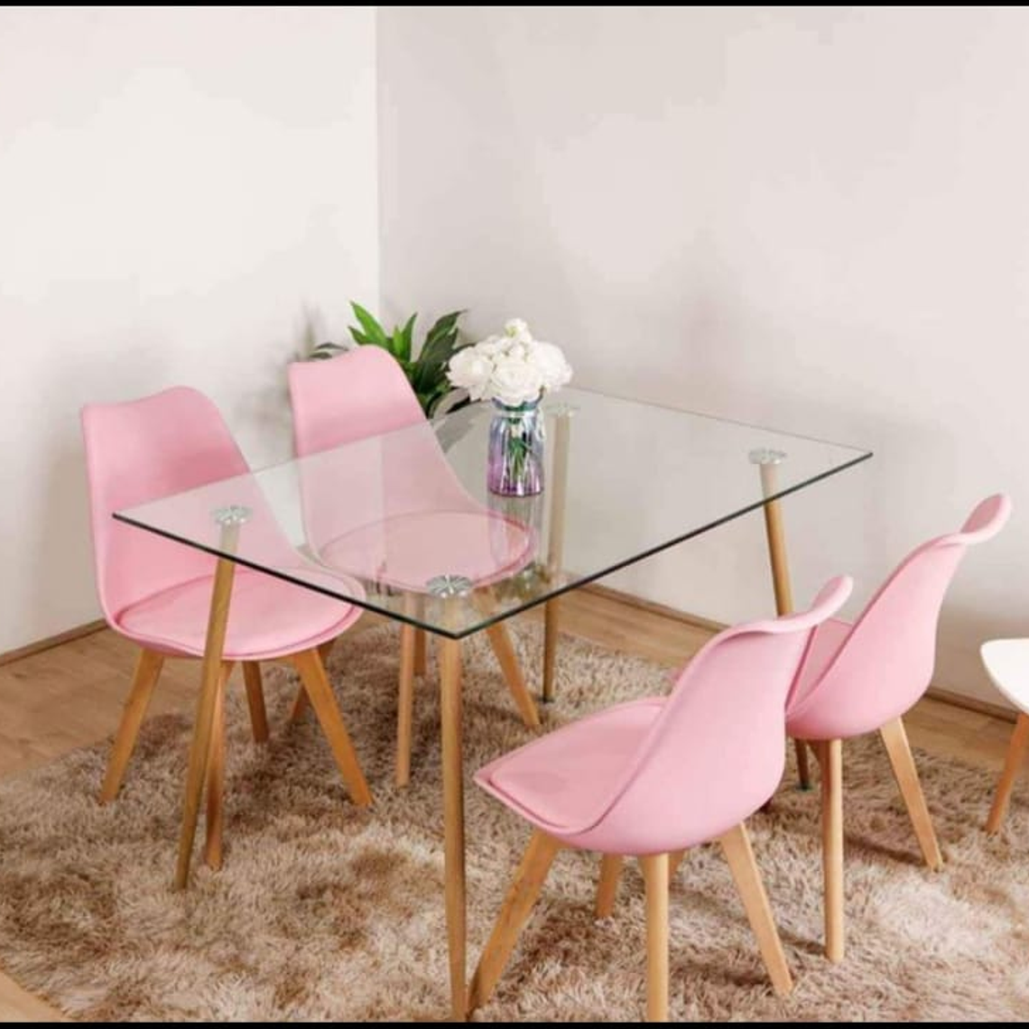 Comedor Mesa Rectangular 120x80cms + 4 Sillas Tulip 2